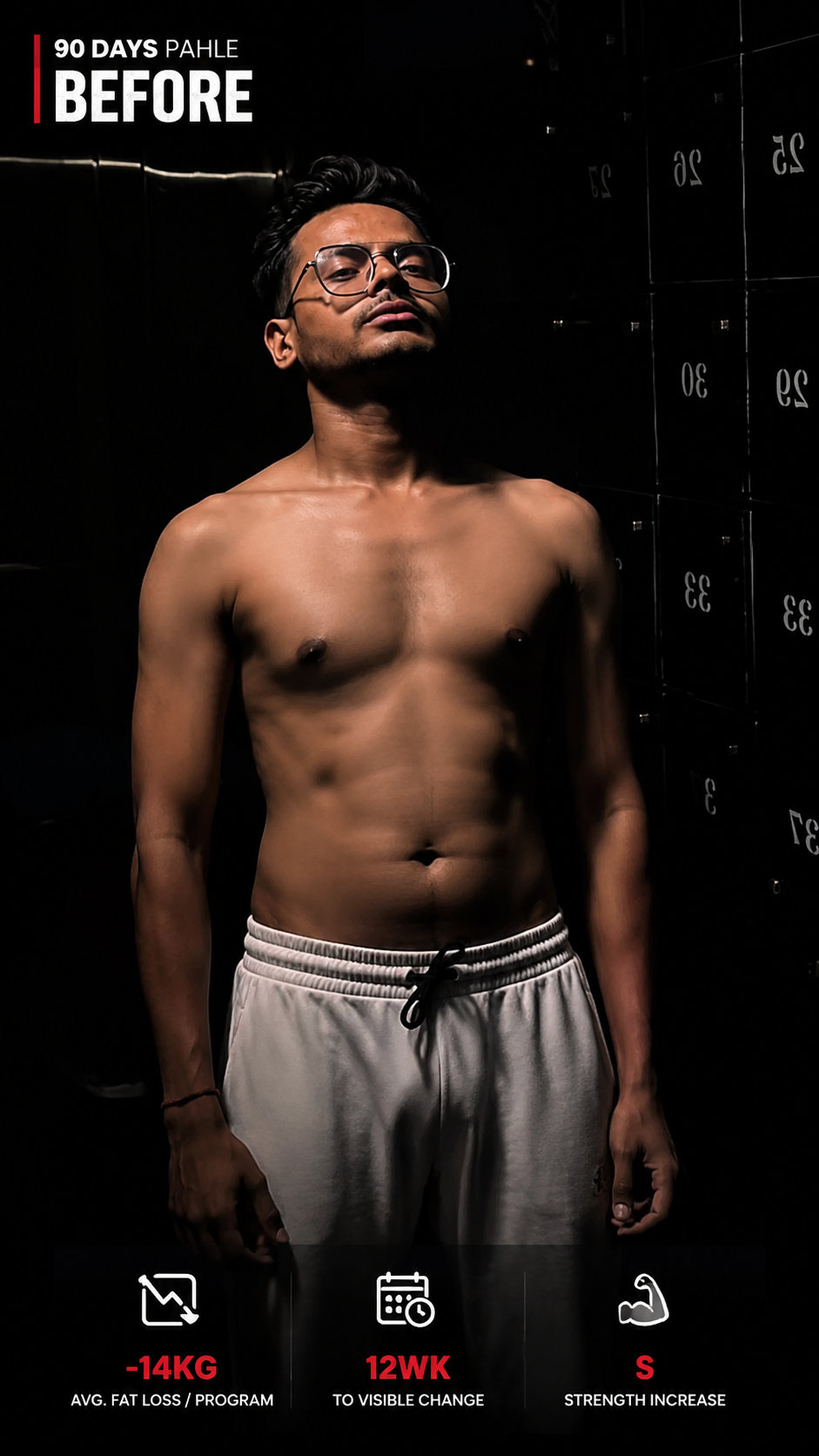 Member before starting training at The Muscle Monsters Gym Noida